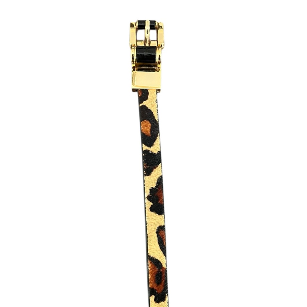 Michael Kors Leopard Skinny Belt in Calf Hair Gold Tone Buckle Size 39.5” - Picture 9 of 9